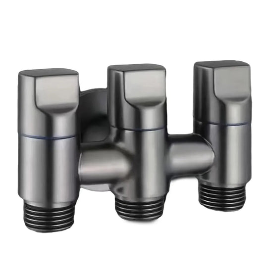 3 in 1 Outlet Laundry Faucet Black Stainless Steel Angle Valve-0