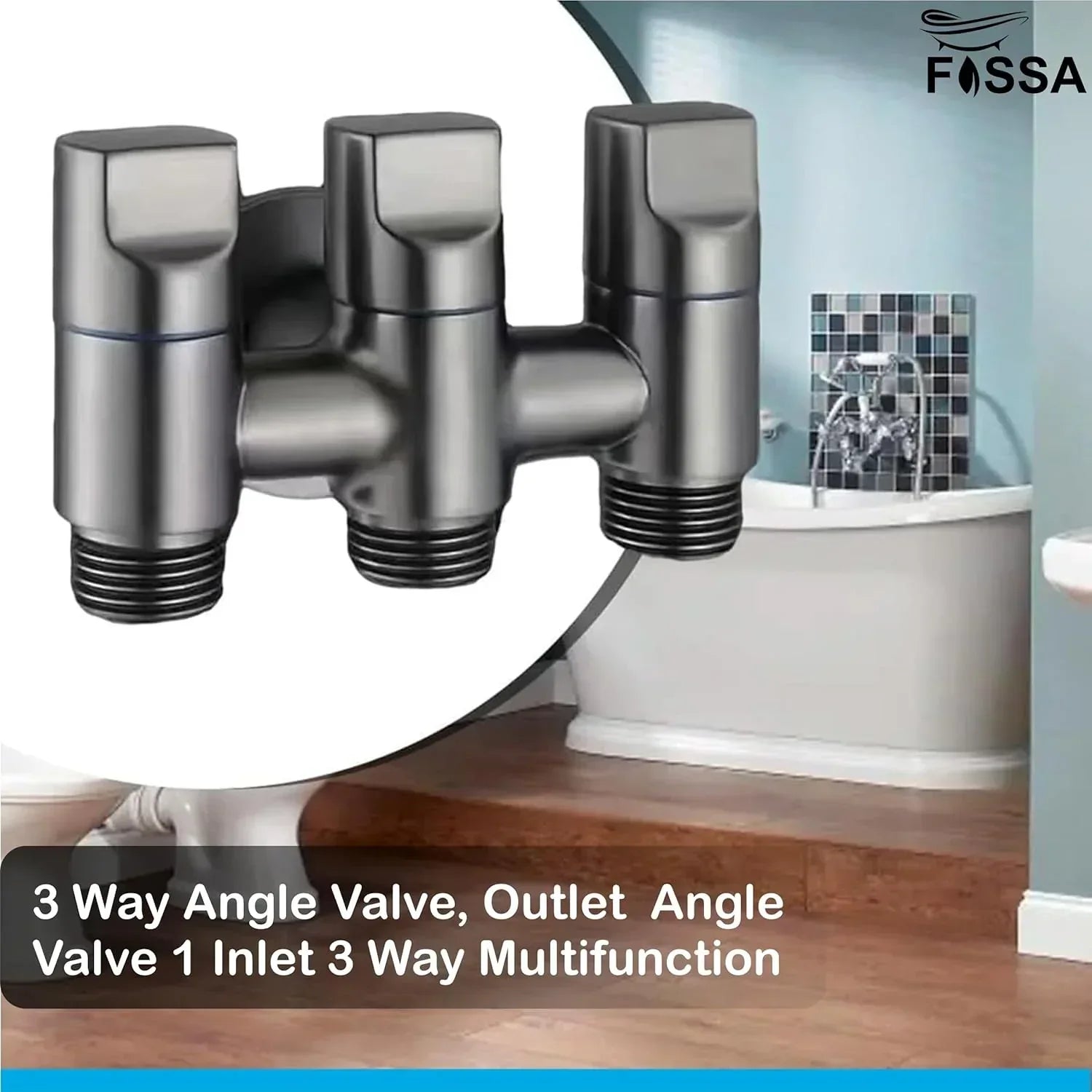 3 in 1 Outlet Laundry Faucet Black Stainless Steel Angle Valve-4