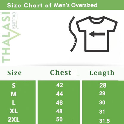 THALASI Men Cotton Printed Aesthetic Oversized Tshirt for Men - Black T Shirt for Men Stylish | Half Sleeve Oversize Fit Round Neck Tshirts - Down Shoulder & Baggy Fit Korean Tshirts for Man & Boys