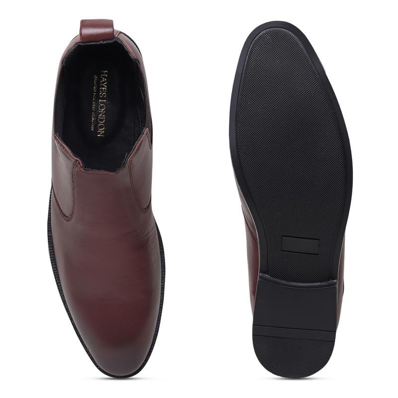 HAYES LONDON Chelsea Boots For Man | Genuine Leather High-Top Slip-On Shoes | Comfortable Formal Shoes for Men | Stylish Office, Party & Casual Wear Fashion Boots