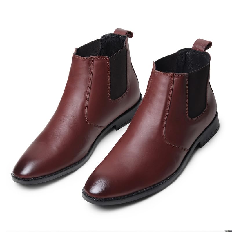 HAYES LONDON Chelsea Boots For Man | Genuine Leather High-Top Slip-On Shoes | Comfortable Formal Shoes for Men | Stylish Office, Party & Casual Wear Fashion Boots