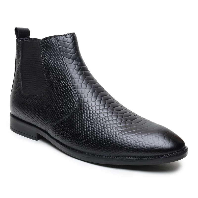 HAYES LONDON Chelsea Boots For Man | Genuine Leather High-Top Slip-On Shoes | Comfortable Formal Shoes for Men | Stylish Office, Party & Casual Wear Fashion Boots