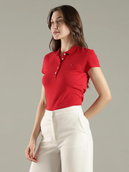 Solid Slim Fit Cotton Polo T-Shirt