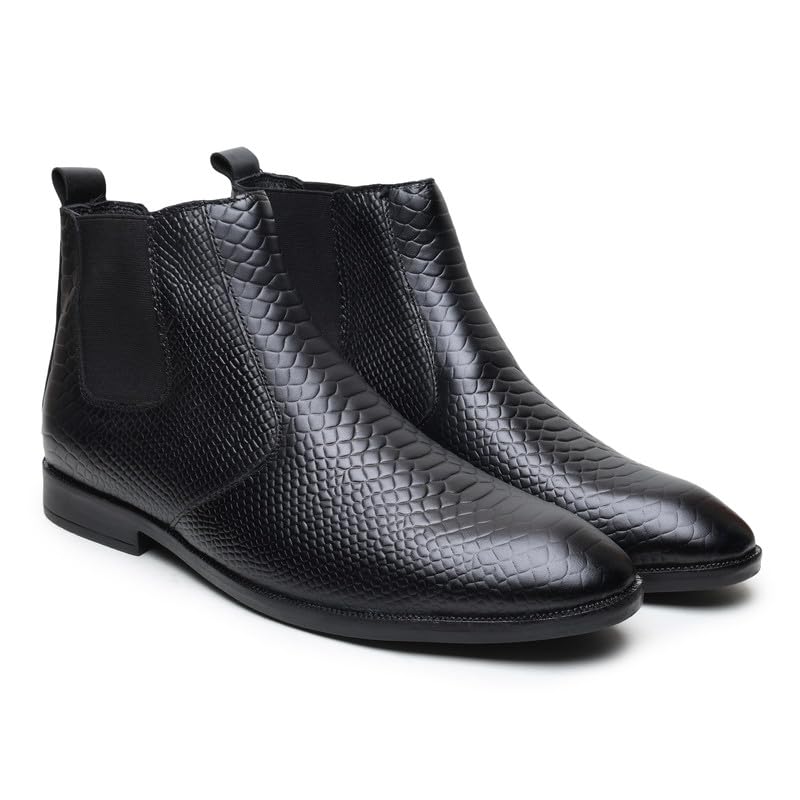 HAYES LONDON Chelsea Boots For Man | Genuine Leather High-Top Slip-On Shoes | Comfortable Formal Shoes for Men | Stylish Office, Party & Casual Wear Fashion Boots