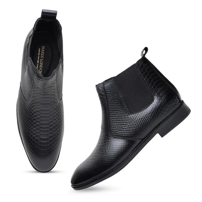 HAYES LONDON Chelsea Boots For Man | Genuine Leather High-Top Slip-On Shoes | Comfortable Formal Shoes for Men | Stylish Office, Party & Casual Wear Fashion Boots
