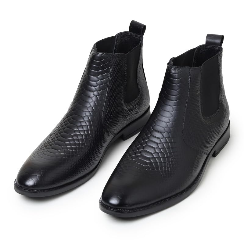 HAYES LONDON Chelsea Boots For Man | Genuine Leather High-Top Slip-On Shoes | Comfortable Formal Shoes for Men | Stylish Office, Party & Casual Wear Fashion Boots