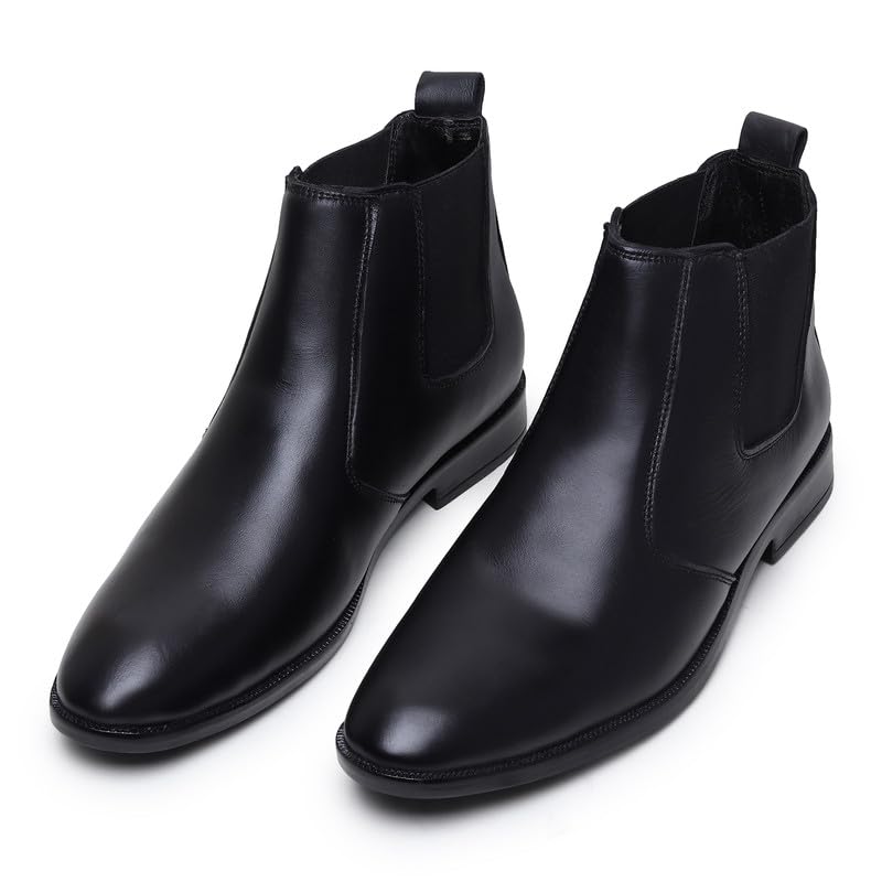 HAYES LONDON Chelsea Boots For Man | Genuine Leather High-Top Slip-On Shoes | Comfortable Formal Shoes for Men | Stylish Office, Party & Casual Wear Fashion Boots