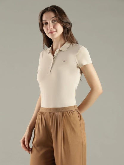 Solid Slim Fit Cotton Polo T-Shirt