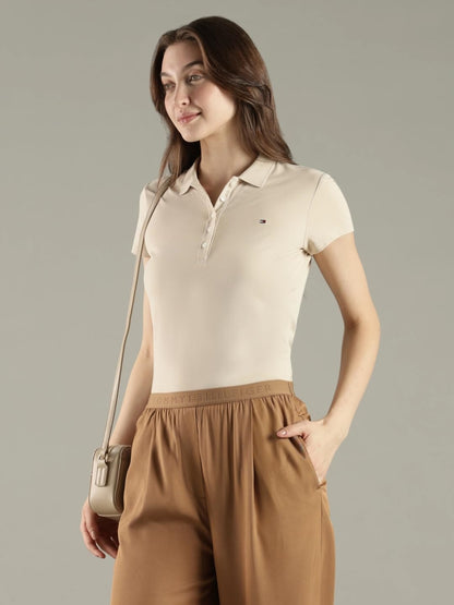 Solid Slim Fit Cotton Polo T-Shirt