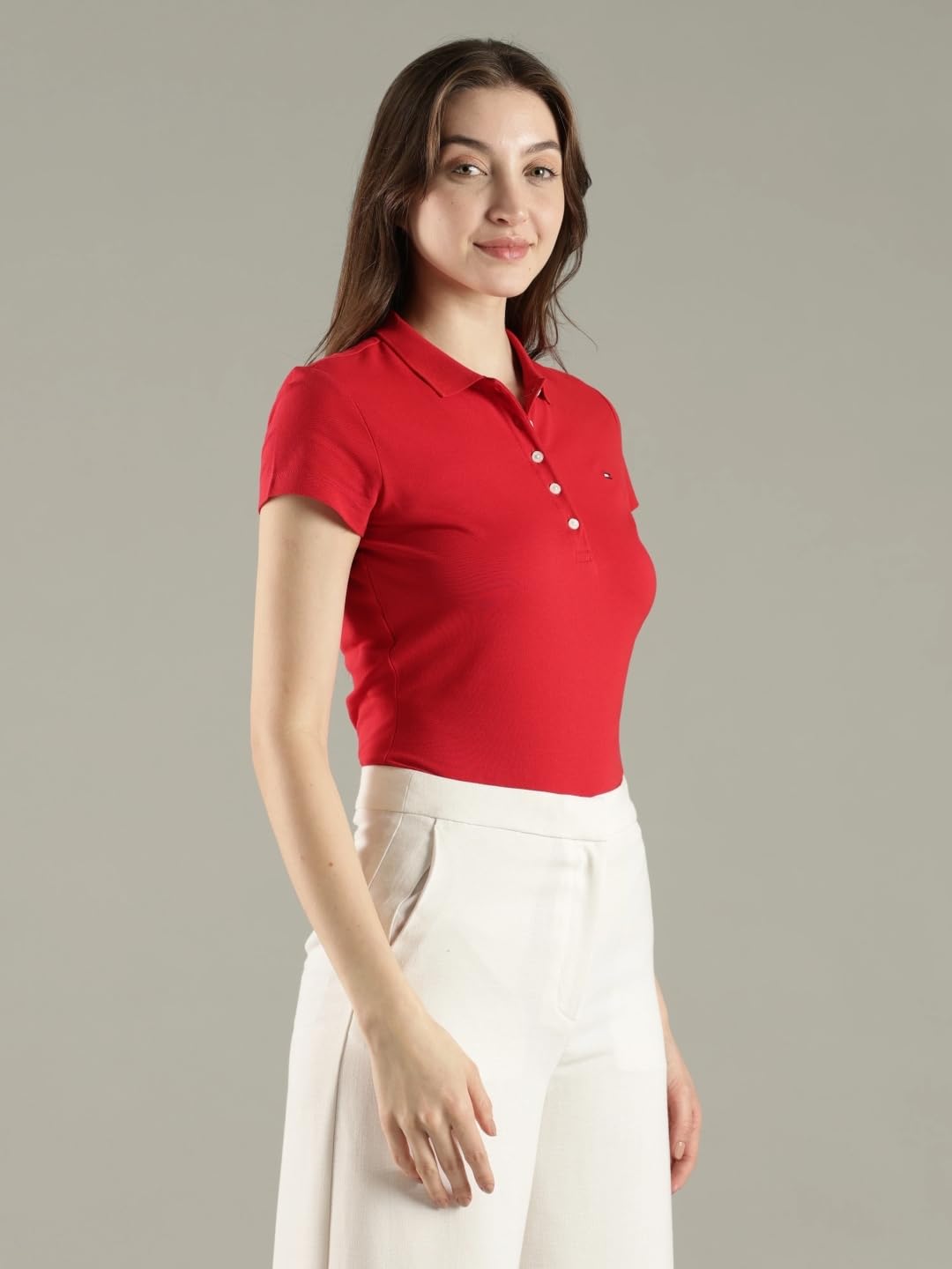 Solid Slim Fit Cotton Polo T-Shirt