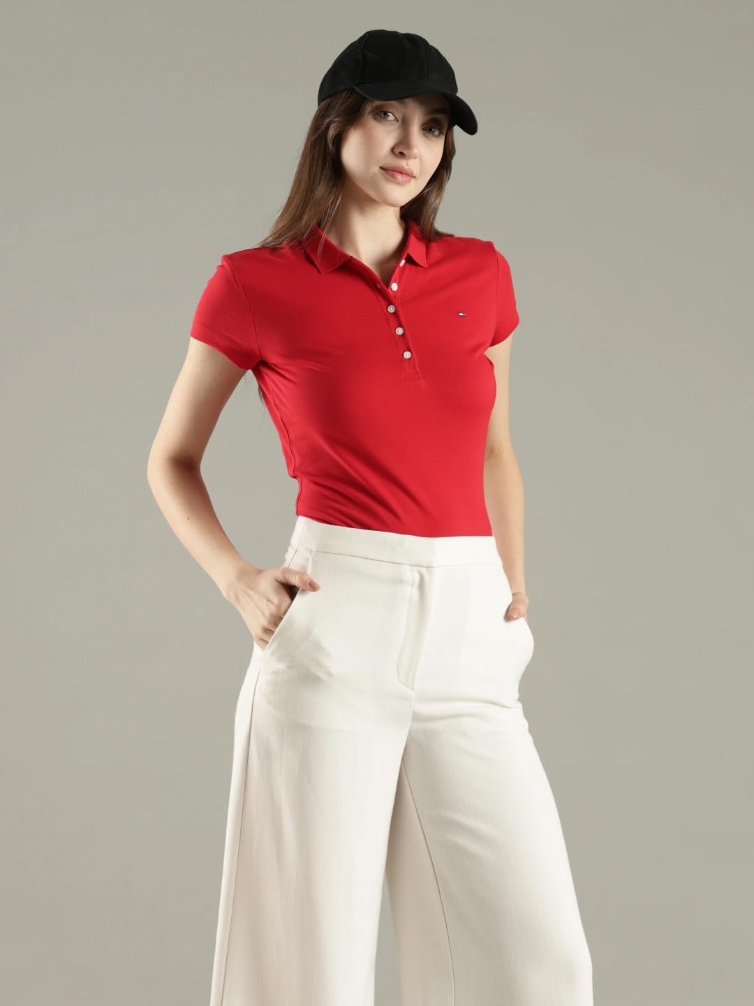 Solid Slim Fit Cotton Polo T-Shirt