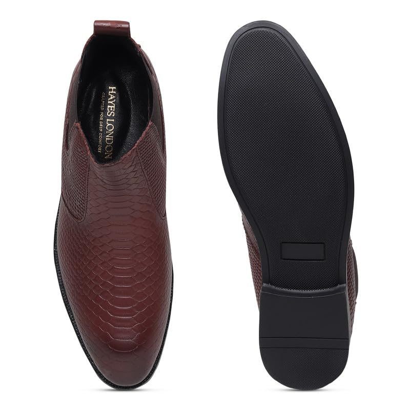 HAYES LONDON Chelsea Boots For Man | Genuine Leather High-Top Slip-On Shoes | Comfortable Formal Shoes for Men | Stylish Office, Party & Casual Wear Fashion Boots