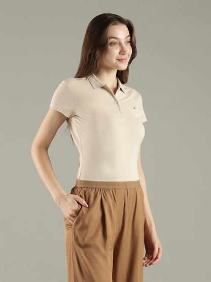 Solid Slim Fit Cotton Polo T-Shirt