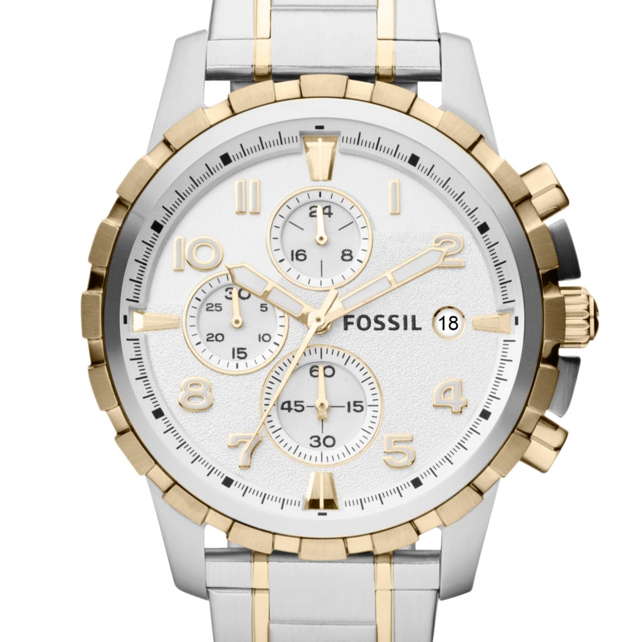 Fossil Analog White Dial Men's Watch-FS4795 Stainless Steel, Multicolor Strap