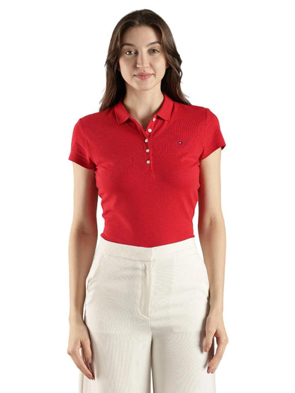 Solid Slim Fit Cotton Polo T-Shirt