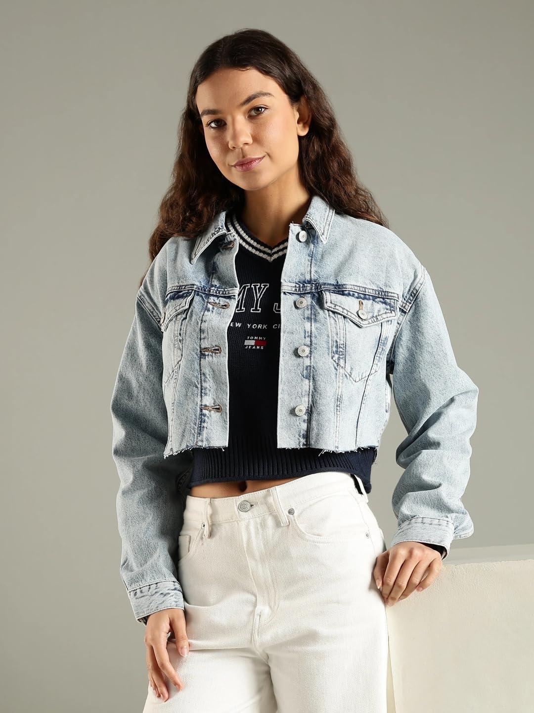 Tommy Hilfiger Regular Fit Cotton Spread Collar Denim Jacket