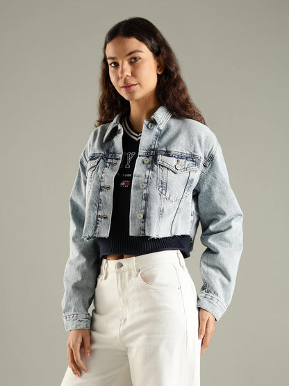 Tommy Hilfiger Regular Fit Cotton Spread Collar Denim Jacket