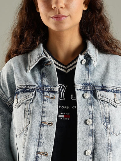 Tommy Hilfiger Regular Fit Cotton Spread Collar Denim Jacket