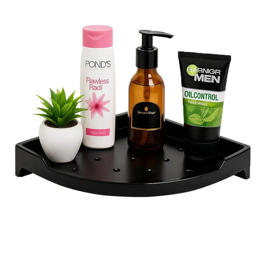 Black Corner Wall Shelf 12 inch  Unbreakable Abs Ceramic Finish (RB-134)-0