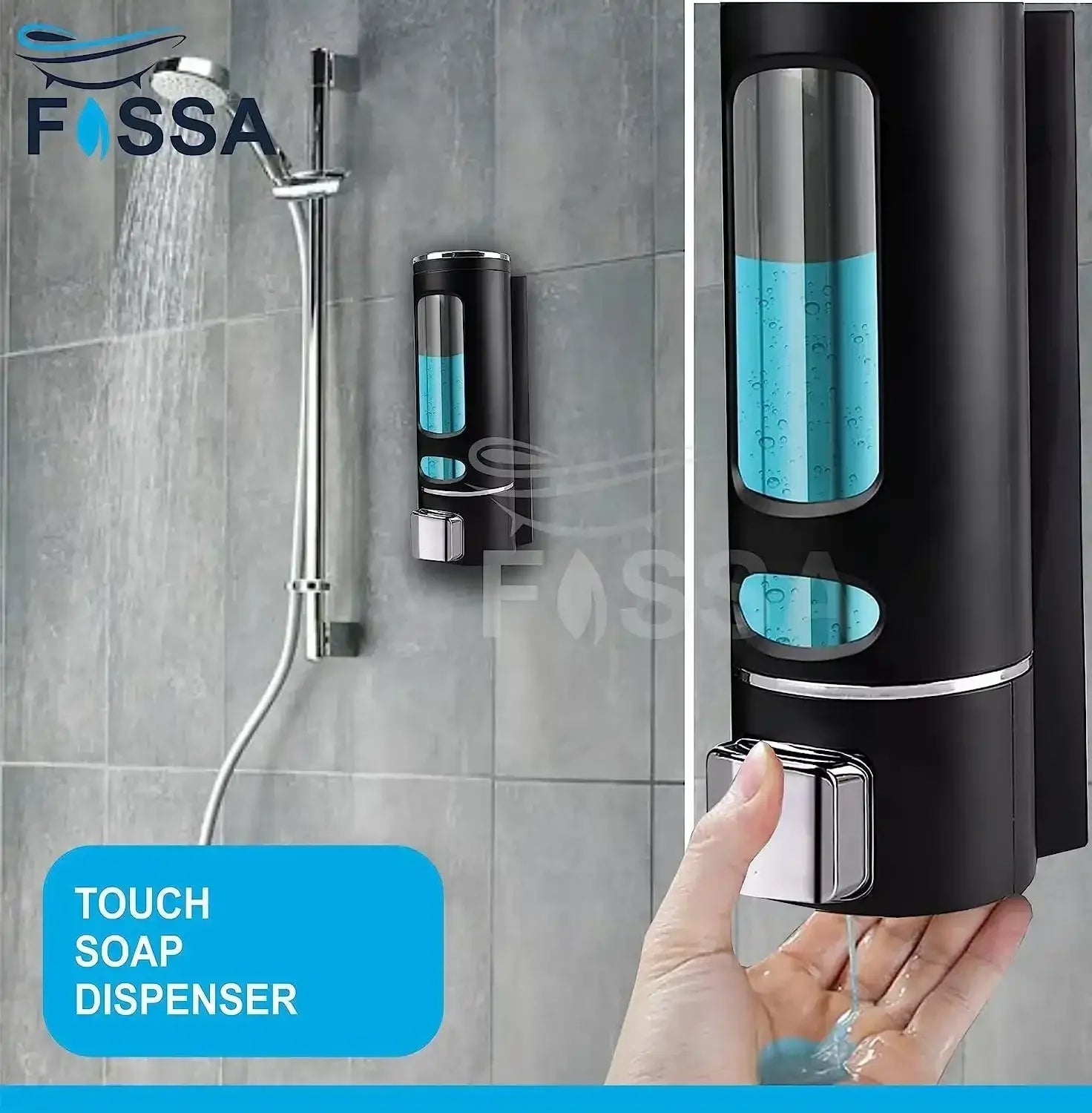 400 ml Wall Mounted Black Silver manual Soap Dispenser-2