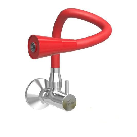 Brass Sink Cock Single-Flow Stainless Steel Flexible 360° Swivel Spout Kitchen Sink Tap Red-0