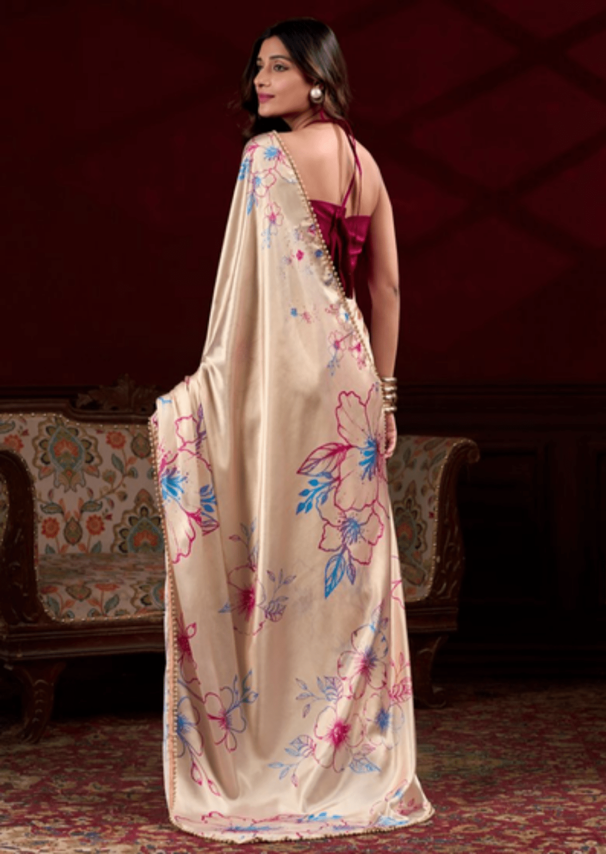 Vaanya Blush Satin Silk Saree